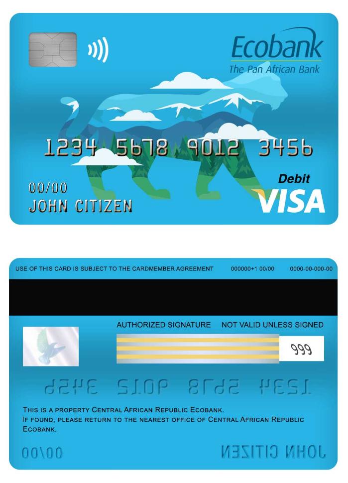 Central African Republic Ecobank visa debit card